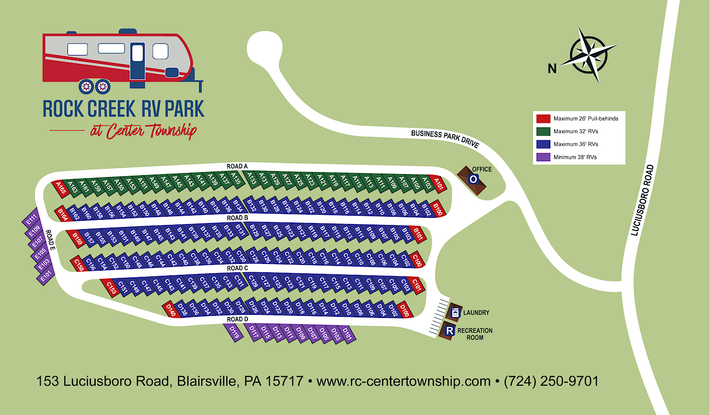 Rock Creek Center Township RV Park Site Map