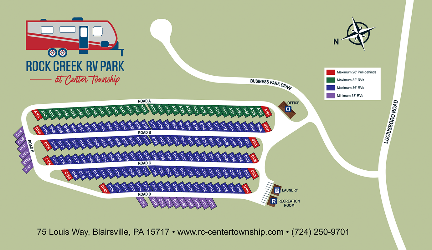 Rock Creek Center Township RV Park Site Map